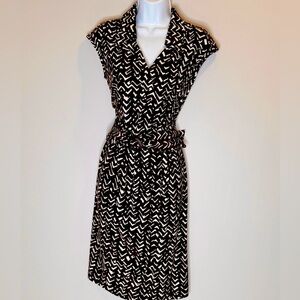 NWT Chaps Women's Geometric Brown and White Dress